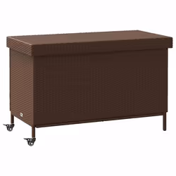 vidaXL Contenitore da Giardino con Ruote Marrone Polyrattan - Vista aggiuntiva 2