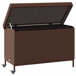 vidaXL Contenitore da Giardino con Ruote Marrone Polyrattan - Vista aggiuntiva 3