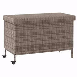 vidaXL Contenitore da Giardino con Ruote Grigio 110x55x73cm Polyrattan - Vista aggiuntiva 2