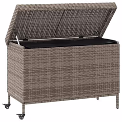 vidaXL Contenitore da Giardino con Ruote Grigio 110x55x73cm Polyrattan - Vista aggiuntiva 3