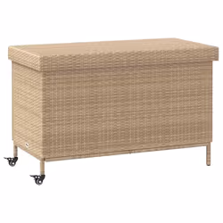 vidaXL Contenitore da Giardino con Ruote Beige Misto Polyrattan - Vista aggiuntiva 2