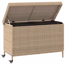 vidaXL Contenitore da Giardino con Ruote Beige Misto Polyrattan - Vista aggiuntiva 3