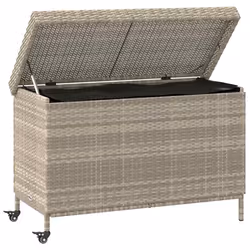 vidaXL Contenitore da Giardino con Ruote Grigio Chiaro Polyrattan - Vista aggiuntiva 3