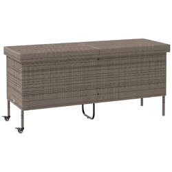 vidaXL Contenitore da Giardino con Ruote Grigio 160x55x75cm Polyrattan - Vista aggiuntiva 2
