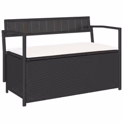 vidaXL Panca Portaoggetti da Giardino con Cuscino in Polyrattan Nero - Vista aggiuntiva 2