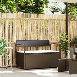 vidaXL Panca Portaoggetti da Giardino con Cuscino Marrone Polyrattan