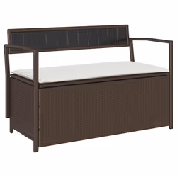 vidaXL Panca Portaoggetti da Giardino con Cuscino Marrone Polyrattan - Vista aggiuntiva 2