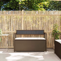 vidaXL Panca Portaoggetti da Giardino con Cuscino Marrone Polyrattan - Vista aggiuntiva 3