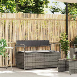 vidaXL Panca Portaoggetti da Giardino con Cuscino Grigio in Polyrattan