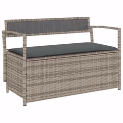 vidaXL Panca Portaoggetti da Giardino con Cuscino Grigio in Polyrattan - Vista aggiuntiva 2