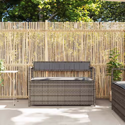 vidaXL Panca Portaoggetti da Giardino con Cuscino Grigio in Polyrattan - Vista aggiuntiva 3