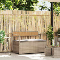 vidaXL Panca Portaoggetti da Giardino con Cuscino Beige in Polyrattan