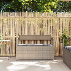 vidaXL Panca Portaoggetti da Giardino con Cuscino in Polyrattan - Vista aggiuntiva 3