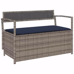 vidaXL Panca Portaoggetti da Giardino con Cuscino Grigio in Polyrattan - Vista aggiuntiva 2