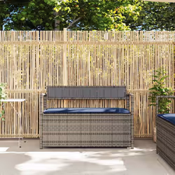 vidaXL Panca Portaoggetti da Giardino con Cuscino Grigio in Polyrattan - Vista aggiuntiva 3