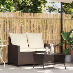 vidaXL Divano a 2 Posti con Cuscini e Tavolo Marrone Polyrattan - Vista aggiuntiva 3