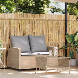 vidaXL Divano Giardino 2 Posti con Cuscini e Tavolo Beige Polyrattan - Vista aggiuntiva 3