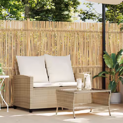 vidaXL Divano Giardino 2 Posti con Cuscini e Tavolo Beige Polyrattan - Vista aggiuntiva 3