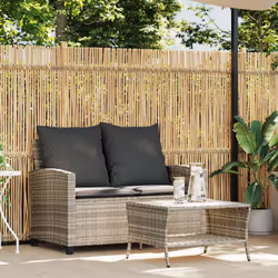 vidaXL Divano 2 Posti con Cuscini e Tavolo Grigio Chiaro Polyrattan - Vista aggiuntiva 3