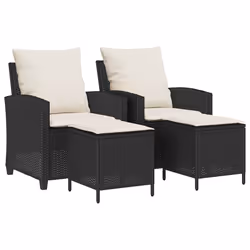 vidaXL Set Divani da Giardino 4 pz con Cuscini Nero in Polyrattan - Vista aggiuntiva 2