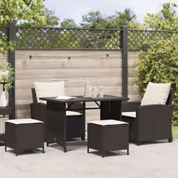 vidaXL Set Divani da Giardino 4 pz con Cuscini Nero in Polyrattan - Vista aggiuntiva 3