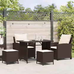 vidaXL Set Divano da Giardino 4 pz con Cuscini Marrone in Polyrattan - Vista aggiuntiva 3