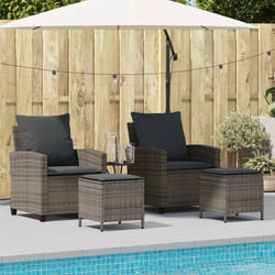 vidaXL Set Divani da Giardino 4 pz con Cuscini in Polyrattan Grigio