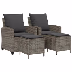 vidaXL Set Divani da Giardino 4 pz con Cuscini in Polyrattan Grigio - Vista aggiuntiva 2