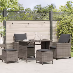 vidaXL Set Divani da Giardino 4 pz con Cuscini in Polyrattan Grigio - Vista aggiuntiva 3