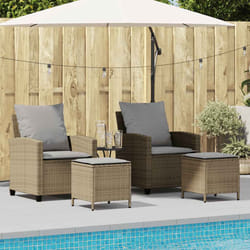 vidaXL Set Divano da Giardino 4 pz con Cuscini Beige in Polyrattan
