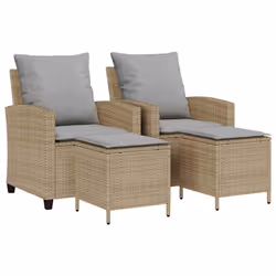 vidaXL Set Divano da Giardino 4 pz con Cuscini Beige in Polyrattan - Vista aggiuntiva 2