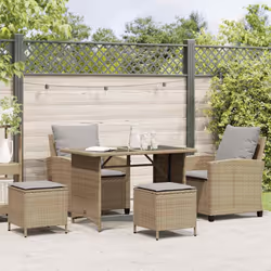 vidaXL Set Divano da Giardino 4 pz con Cuscini Beige in Polyrattan - Vista aggiuntiva 3