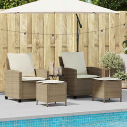 vidaXL Set Divano da Giardino 4 pz con Cuscini Beige in Polyrattan