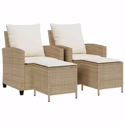 vidaXL Set Divano da Giardino 4 pz con Cuscini Beige in Polyrattan - Vista aggiuntiva 2