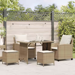 vidaXL Set Divano da Giardino 4 pz con Cuscini Beige in Polyrattan - Vista aggiuntiva 3