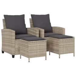vidaXL Set Divano da Giardino 4pz con Cuscini Grigio Chiaro Polyrattan - Vista aggiuntiva 2