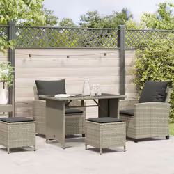 vidaXL Set Divano da Giardino 4pz con Cuscini Grigio Chiaro Polyrattan - Vista aggiuntiva 3