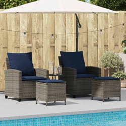 vidaXL Set Divani da Giardino 4 pz con Cuscini in Polyrattan Grigio