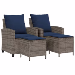 vidaXL Set Divani da Giardino 4 pz con Cuscini in Polyrattan Grigio - Vista aggiuntiva 2