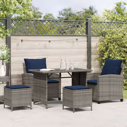 vidaXL Set Divani da Giardino 4 pz con Cuscini in Polyrattan Grigio - Vista aggiuntiva 3