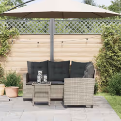 vidaXL Divano Giardino Tavolo e Cuscini a L Grigio Chiaro Polyrattan - Vista aggiuntiva 3
