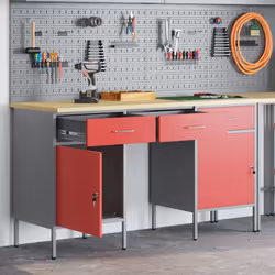 Questo armadio da lavoro industriale combina funzionalità e un design robusto, rendendolo ideale per officine, garage e uffic ...