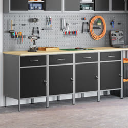 Armadio da lavoro 4 pcs Nero e Grigio in legno ingegnerizzato e acciaio Vidaxl
