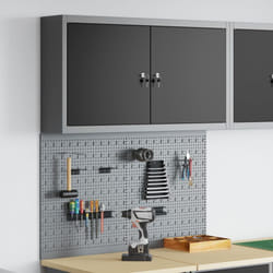Vidaxl - Set di armadietti e pannello attrezzi da parete in metallo nero a 3 pezzi