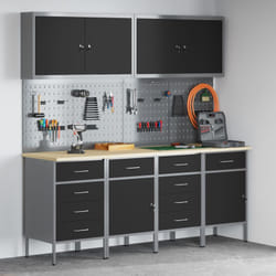 Vidaxl - Set di 10 pezzi di armadietti e pannelli pegboard in mdf e Metallo Nero
