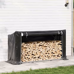 vidaXL Rastrelliera per Legna con Copertura Antipioggia 100x40x200 cm - Vista aggiuntiva 3