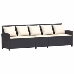 vidaXL Divano da Giardino a 5 Posti con Cuscini Nero in Polyrattan - Vista aggiuntiva 2