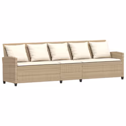 vidaXL Divano da Giardino con Cuscini a 5 Posti Beige in Polyrattan - Vista aggiuntiva 2