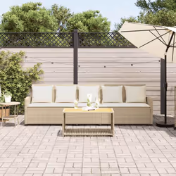 vidaXL Divano da Giardino con Cuscini a 5 Posti Beige in Polyrattan - Vista aggiuntiva 3