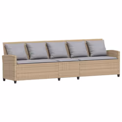 vidaXL Divano da Giardino con Cuscini a 5 Posti Beige in Polyrattan - Vista aggiuntiva 2